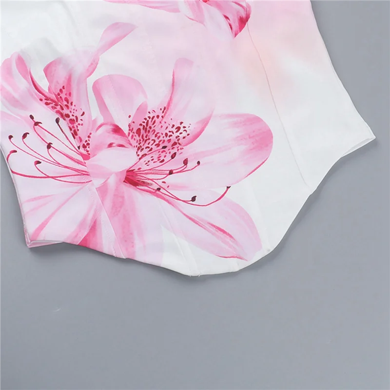 Women's Flower Print Top Sleeveless Backless Going Out Crop Tops Spaghetti Strap Summer Slim Fit Camisole