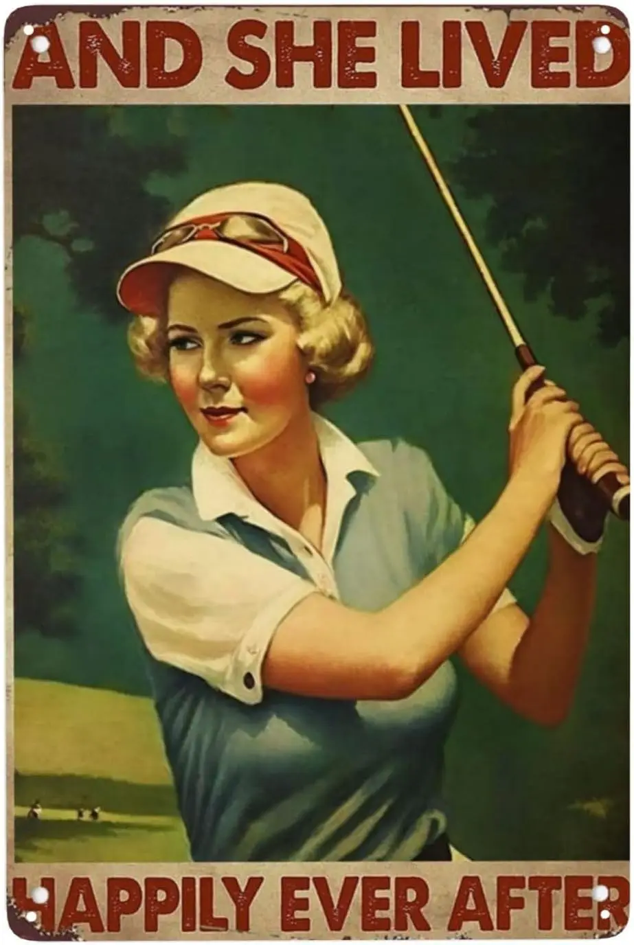 Panneau en métal pour femmes golfeuses - Décoration murale Joyful Athletics pour salle de bain ; Bar, citations optimistes vintage avec un design réaliste (Dini