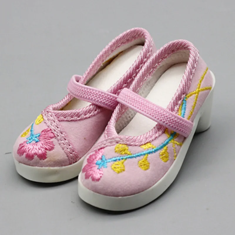 Dolls shoes For 1/3 60cm BJD/SD Dolls Low-heel Embroidered Shoes DIY Dress Up Accessories For Girls Gift