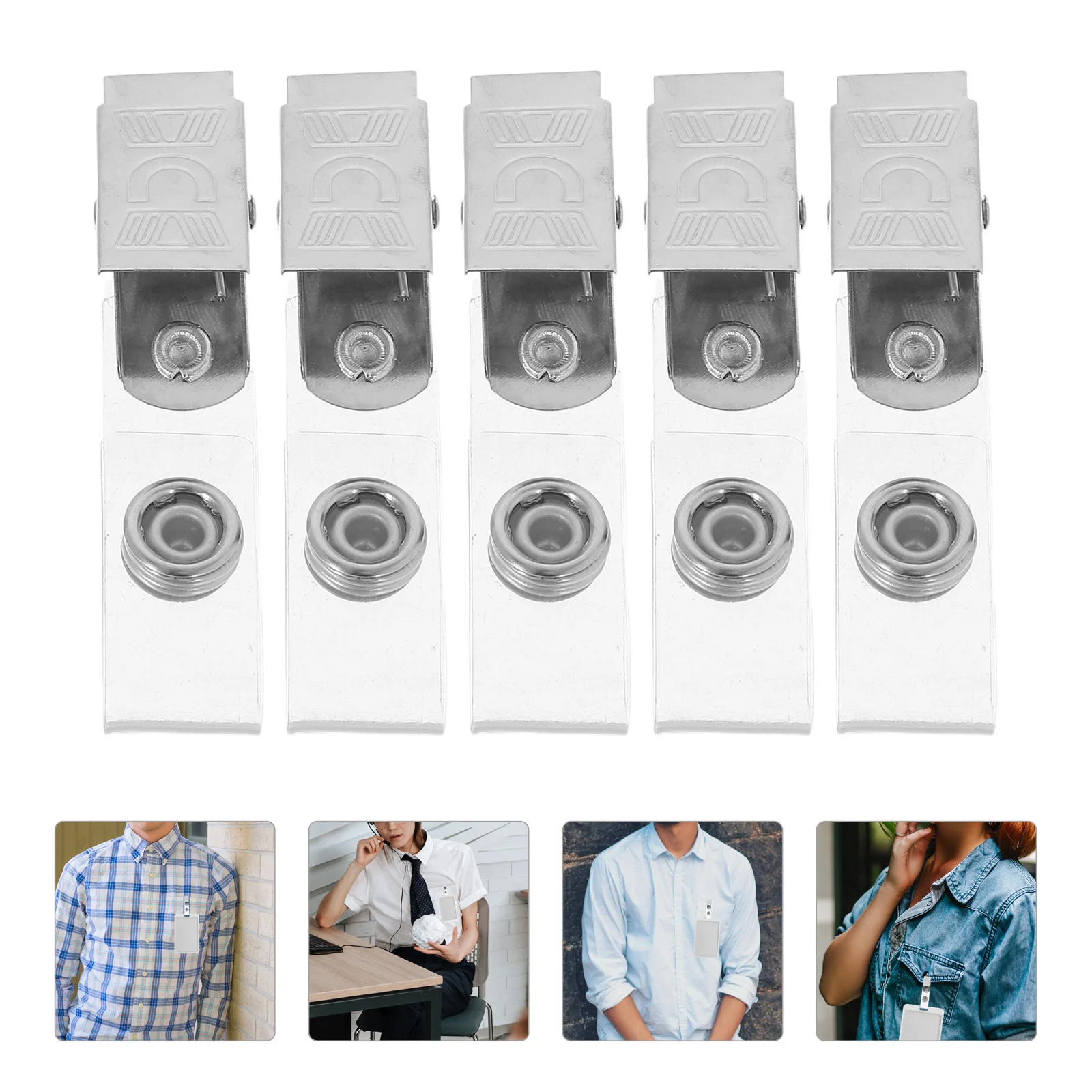 

40 Pcs Metal Badge Holder Name Card Work Permit Belt Attachment Iron Clamp Staff