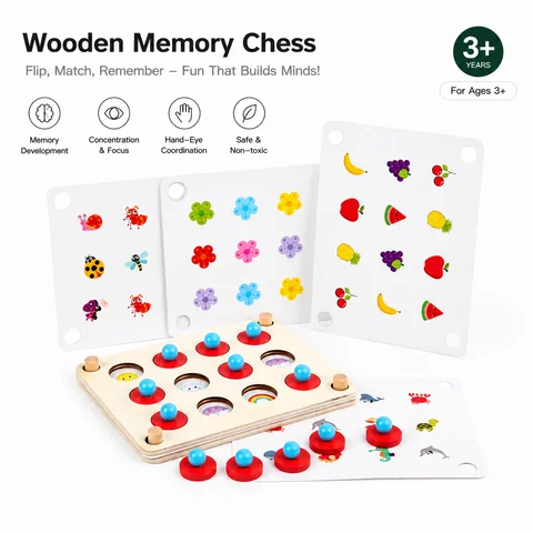 Xadrez de memória, brinquedos educativos infantis, treinamento de concentração, desenvolvimento de lógica de pensamento, educação montessori