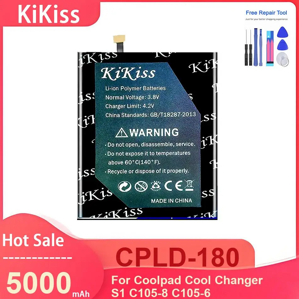 KiKiss Mobile Phone Battery For Coolpad Cool Changer S1 C105-8 C105-6 ,CPLD-180 5000mAh Batteries ,with Tools