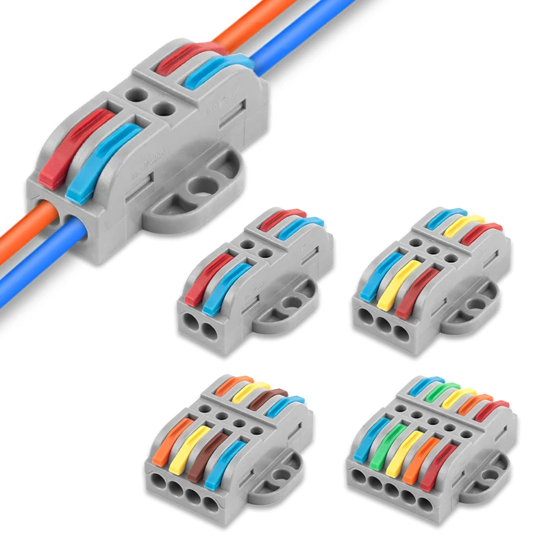 Multi Channel Docking 2/3/4/5 Ports Electrical Wire Connector Push-in Colour Lever Wiring Terminal Block For Cable Connection