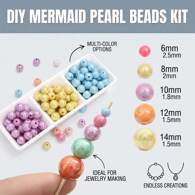 6/8/10mm AB Color Acrylic Beads Round Loose Spacer Beads for Jewelry Making Charms DIY Jewelry Clothing DIY Accessories