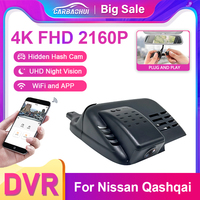 4K 2160P Plug And Play Car Wifi DVR Dual Lens Dashcam Video Recorder For Nissan Qashqai SUV J10 J12 J11 2015-2018 2019 2020 2021