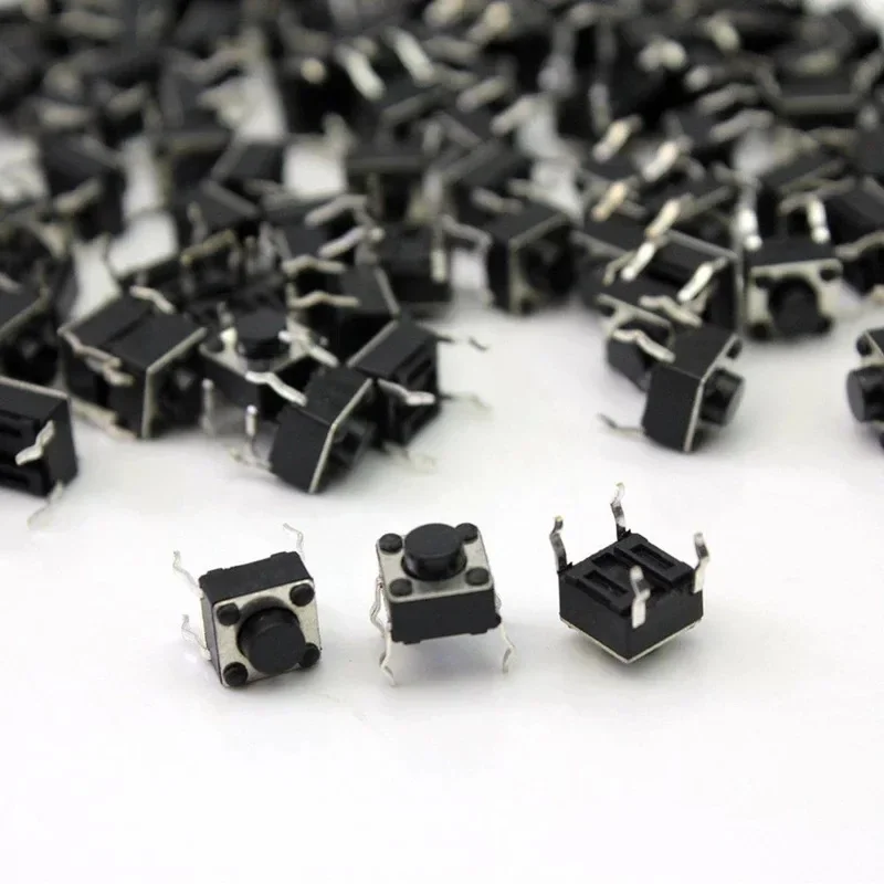50pcs/lot Mini 4PIN 6x6x4.3MM G89 Touch Button Micro Switch Directly Inserted Into Self Resetting DIP Top Copper