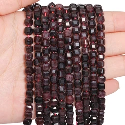 5/7mm AAA Faceted Cube Natural Stone Garnet Beads Dark Red Square Spacer Beads For Jewelry Making DIY Bracelets Accessories