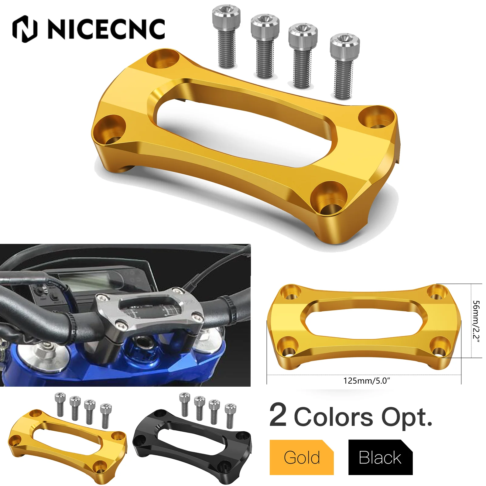 

NICECNC Motorcycle 28.6MM Handlebar Stabilizer Mount Riser Clamp Set For Suzuki RMZ250 2007-2019 Motocross Aluminum Accessories