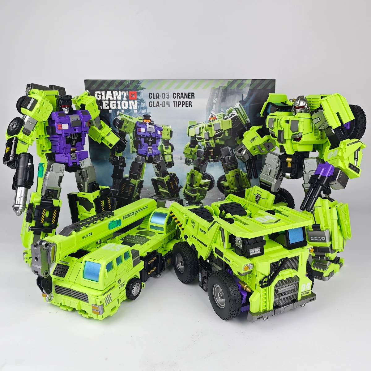 [In Stock] Mecha Invasion GLA-03 GLA-04 Giant Legion Heavy Builder Haul Hook Set Transformation Devastator Action Figure Robot