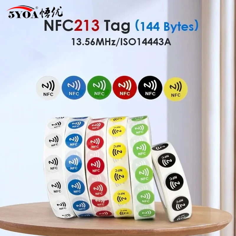 5YOA 6pcs NFC Ntag213 Ntag215 Ntag216 TAG Sticker 213 13.56MHz Universal Label RFID Token Patrol Ultralight