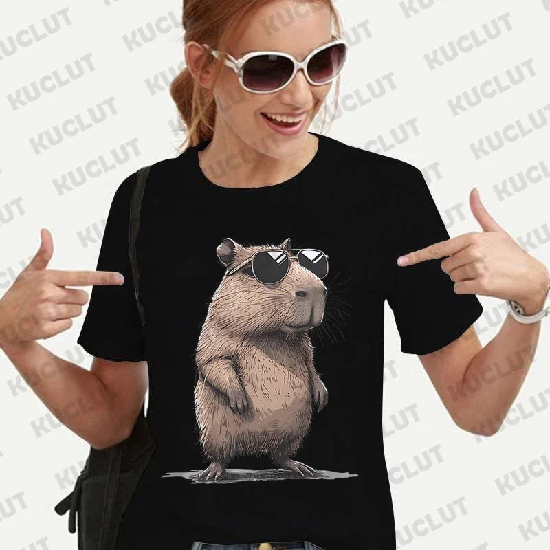 Fashion Capybara Graphic T-shirt Short Sleeve Tees Cute Summer Clothes Women Aesthetic Clothing Fashion Casual Basic Y2k Tops