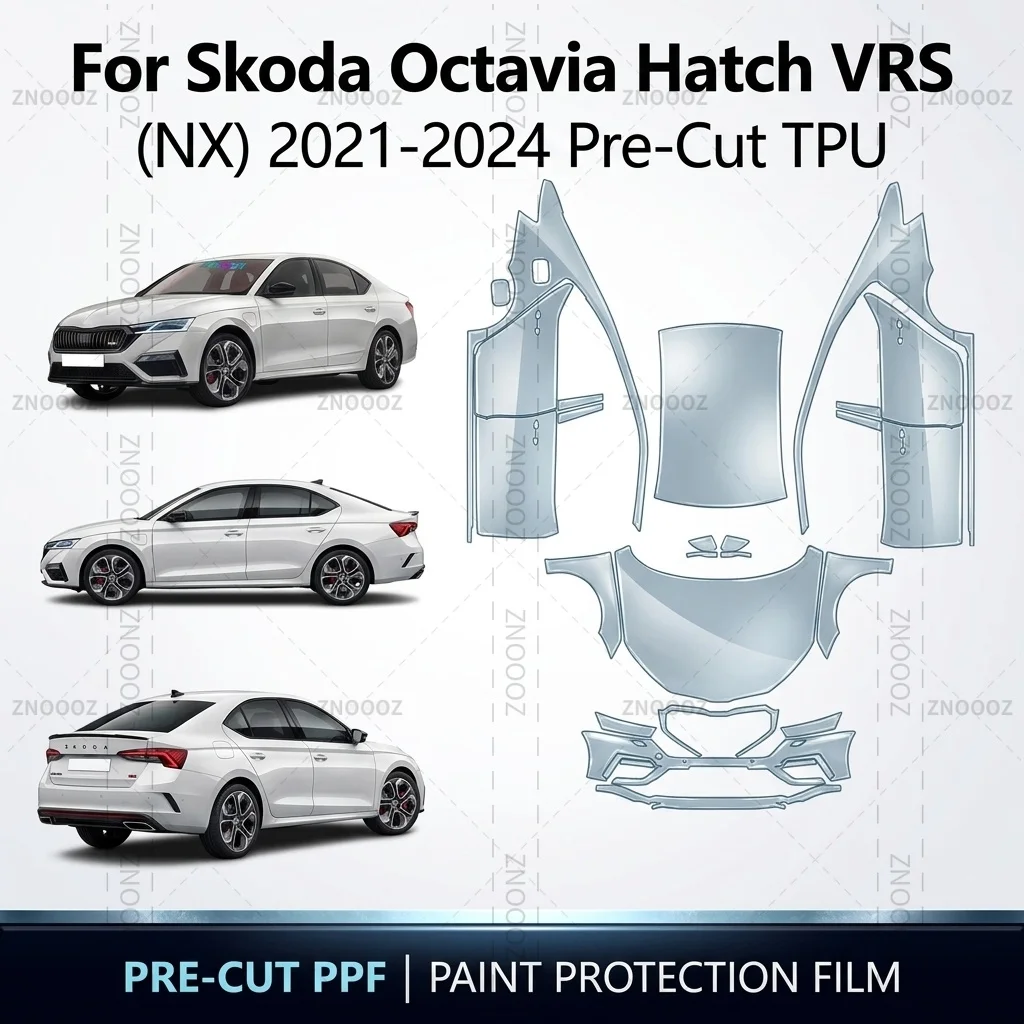 For Skoda Octavia Hatch VRS (NX) 2021-2024 Pre-Cut TPU PPF Paint Protection Kit High Gloss Full Vehicle Glossy Clear Matte Black