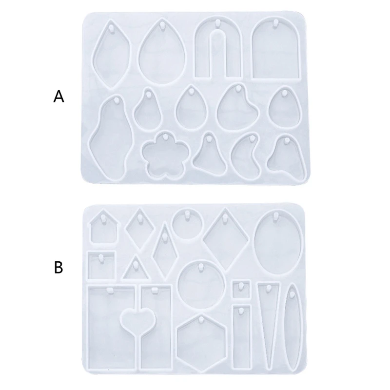 DIY Pendant Mould Resin Mold Multi-Shape Jewelry Mold with Holes for Hand-Making