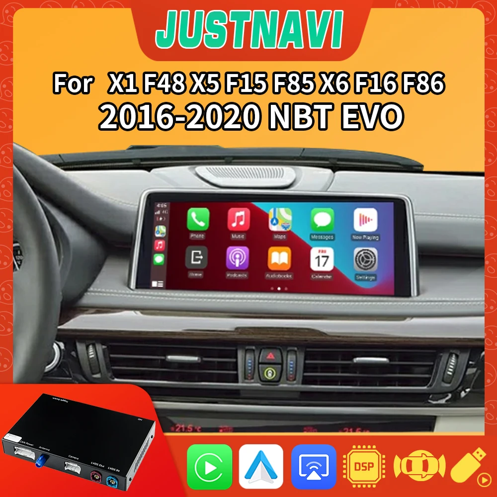 

JUSTNAVI Car Multimedia Wireless CarPlay Android Auto For BMW X5 F15 F85 X6 F16 F86 X1 F4 2014-2020 NBT EVO Retrofit BOX DSP