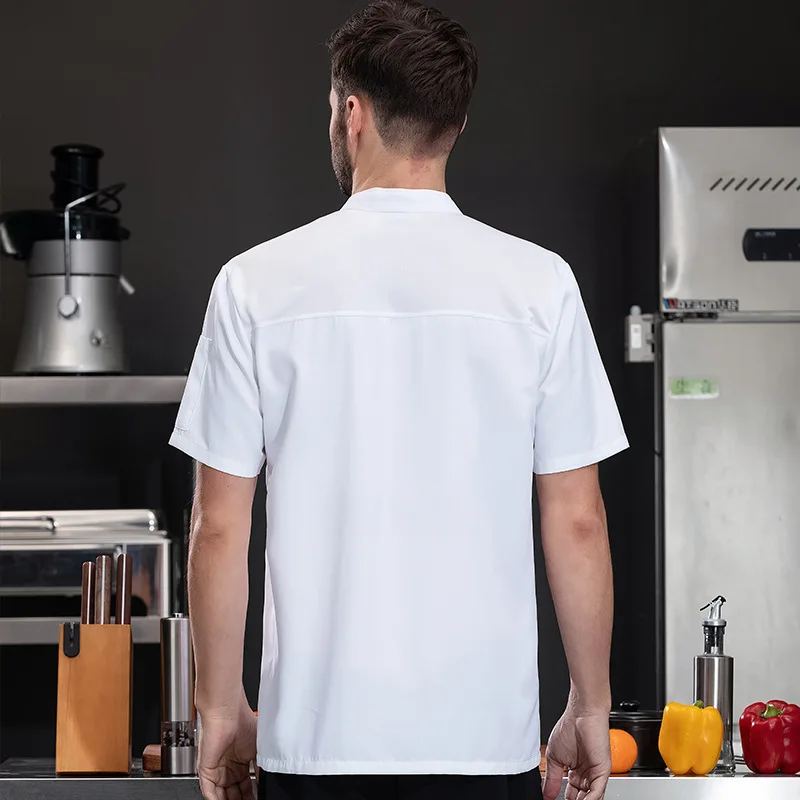 

Hotel Restaurant Kitchen Work Uniform Short Sleeve Chef Jacket Bakery Pastry Chef Summer White Kitchen Coat
