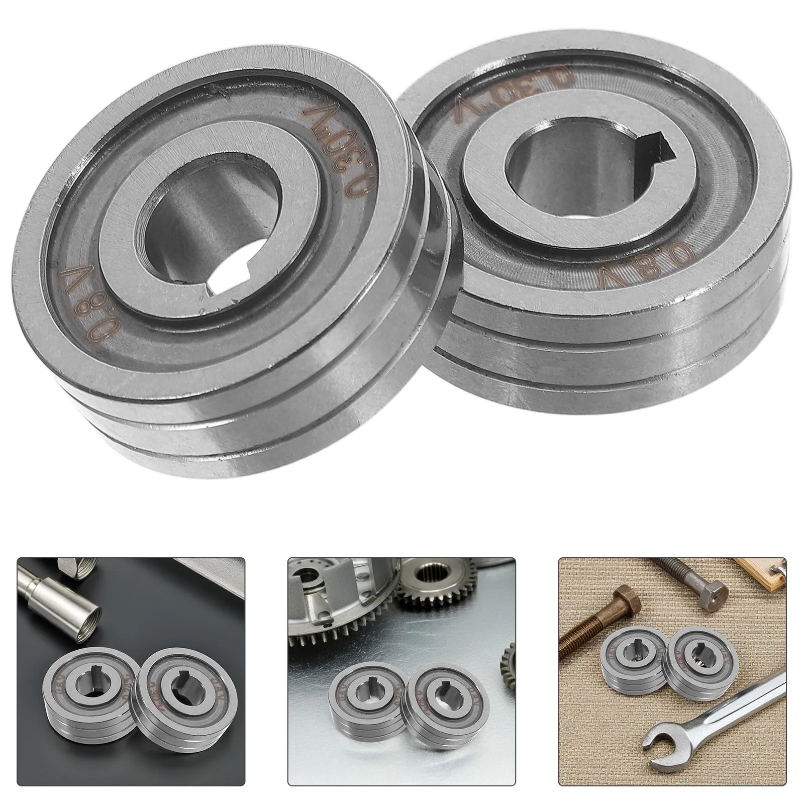 2Pcs Integrated V-Groove Knurled Metal Drive Rollers for Heavy Duty Wire Feed Welders Precision Machined 5Kg Load Gasless