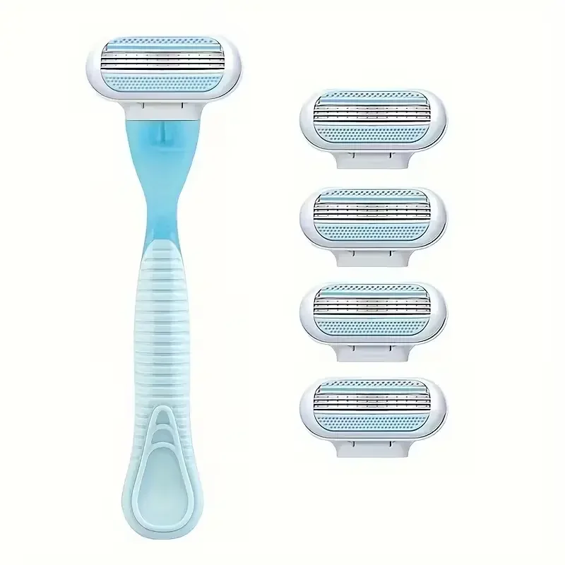 Manual Hair Removal Razor — Includes 1 Handle And 4 Replacement Cartridges; Precision Hair Removal Kit With Stainless Steel Blades, Safe And Painless; Suitable For Facial, Leg And Underarm Hair Removal