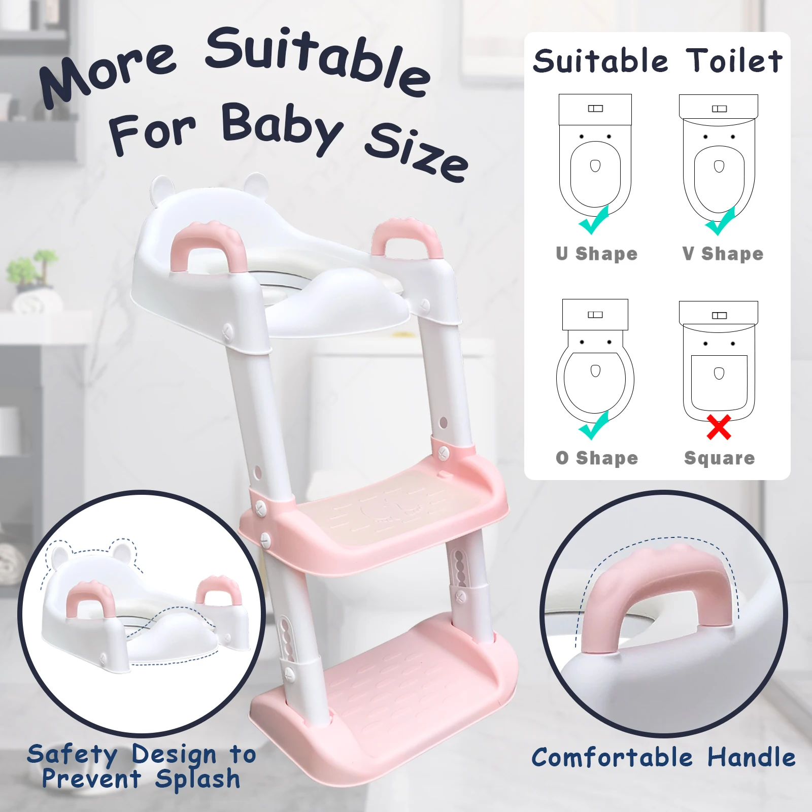 Folding Baby Pot Seat Urinal Backrest Chair Kids Potty Training Toilet Adjustable Step Stool Ladder Toddlers Safe Toilet Chair