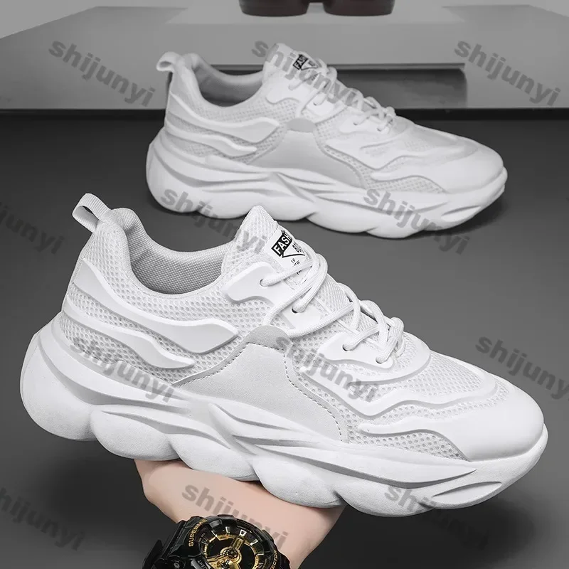 

Мужская обувь, весна 2024, повседневные кроссовки, дышащие, легкие, увеличивающие рост, на шнуровке, удобная спортивная мужская обувь для бега