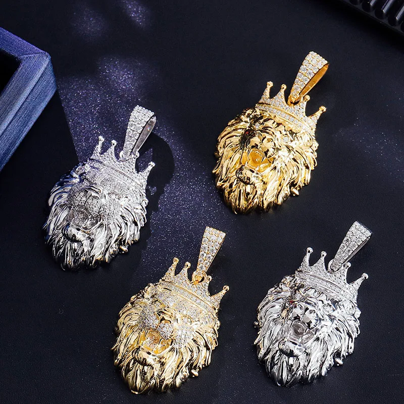 

Подвеска в стиле хип-хоп для мужчин, украшения в стиле Майами-рок, подвески с изображением Короля Льва, ювелирные изделия, колье, кулон.