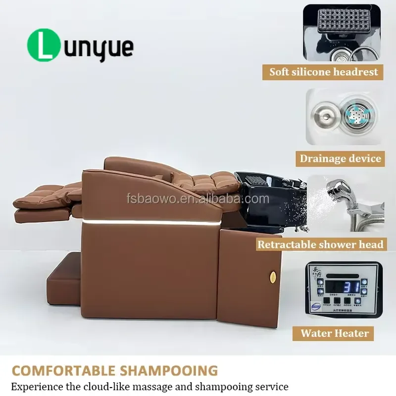 Ductless Shampoo Bed Head Physiotherapy Water Circulation Spa Bed for Hair Washing Massage Comfortable