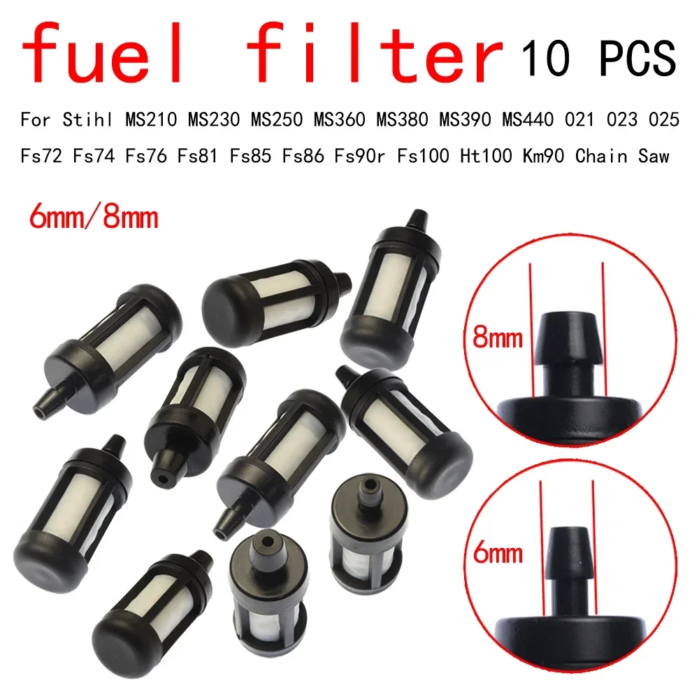 10PCS For Fs72 Fs74 Fs76 Fs81 Fs85 Fs86 Fs90r Fs100 Ht100 Km90 Chain Saw Chainsaw Fuel Filters 6mm/8mm