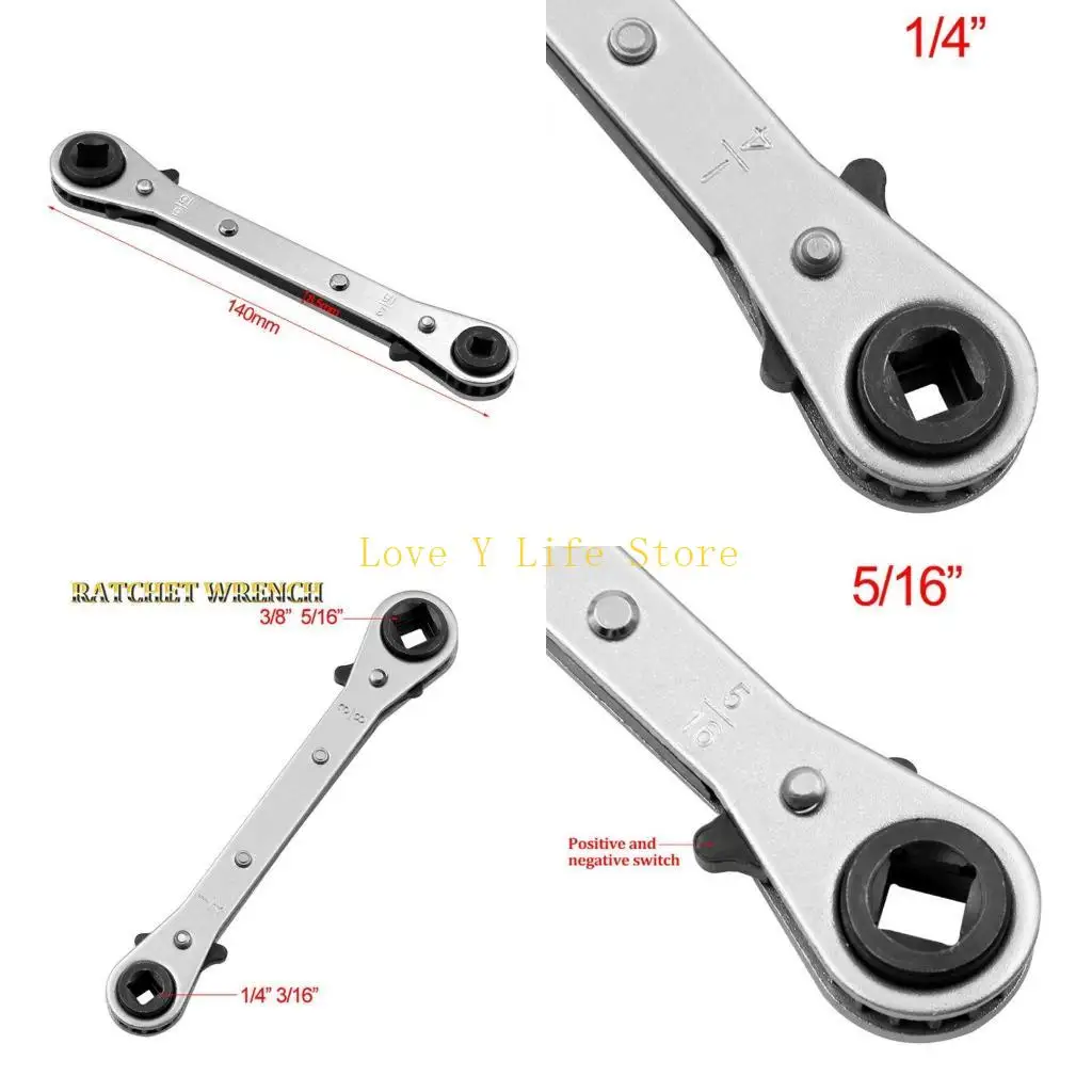 

L74C 3/16" 1/4" 5/16" 3/8" Double End Ratchet Wrench Air Conditioning Refrigeration