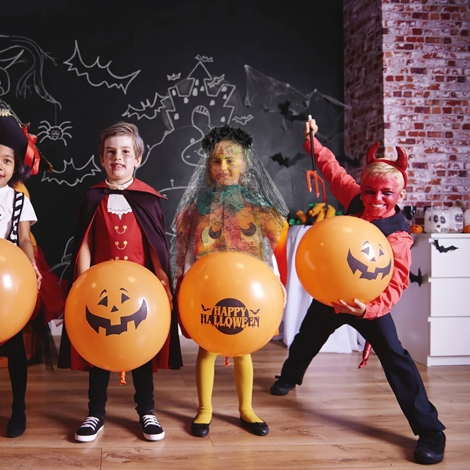 Couronne de Fleurs pour ixd'Halloween, Cerceaux pour Cheveux, Voile, Rose, Fantôme, Performance sur Scène