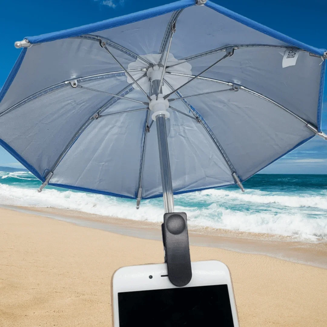 Penyangga Ponsel Payung dari Baja Anti Karat dengan Klip untuk Naungan Matahari, Penyangga Ponsel Payung Mini Kreatif, Penyangga Bergaya