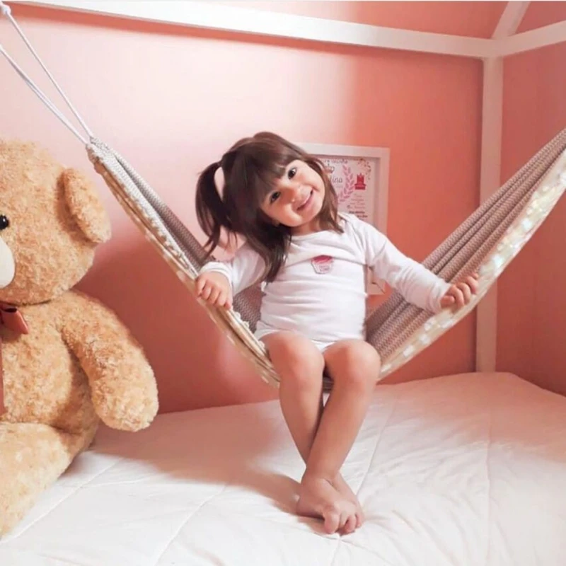 G5AB Children Hammock Swing Indoor Outdoor Hanging Basket Kids Cotton Cloth Bag Chair image 2