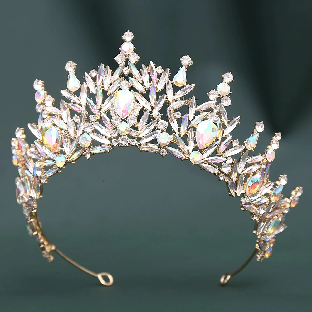 Luxury Crystal Pageant Hair Crown Sparkly Rhinestone Queen Tiara Bridal Wedding Headpiece for Miss Pageant Competition Headpiece