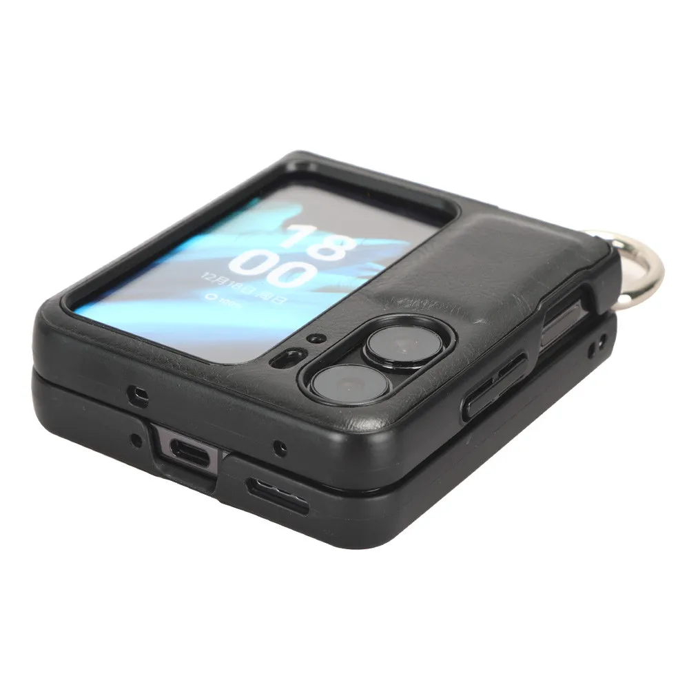 For OPPO Find N2 Flip Case Luxury Ring PU Leather Hard Back Cover Case For OPPO Find N2Flip Phone Case