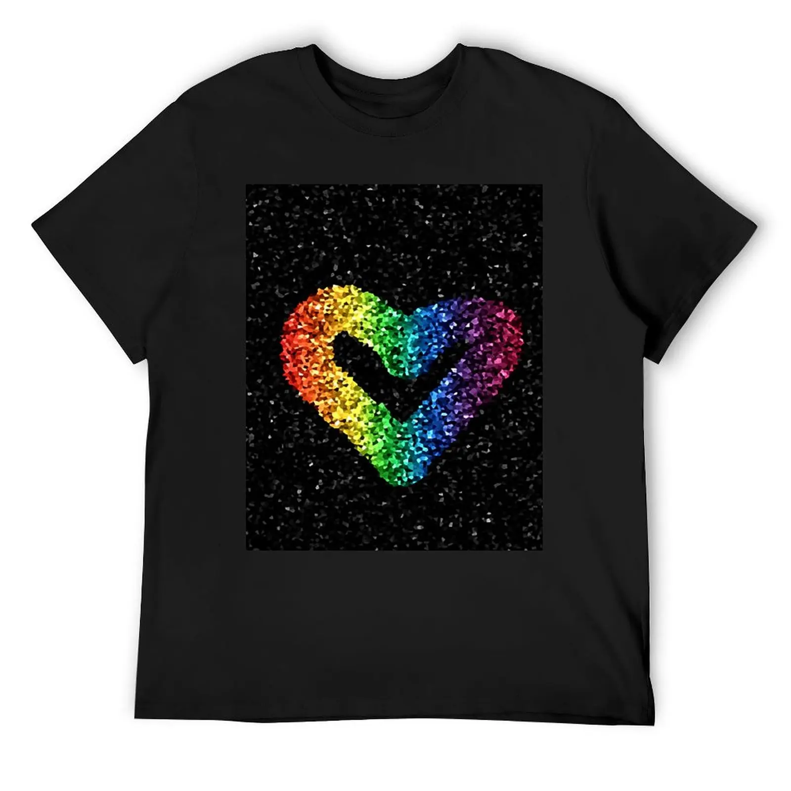 Pixel Rainbow Heart Glitter (emariephotos001) T-Shirt rapper graphic tees tops summer clothes cotton t shirt men