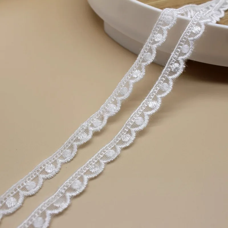 (1 yards/roll) White lace fabric 2024 high quality silk thread embroidery mesh DIY doll dress trim home decorative accessories