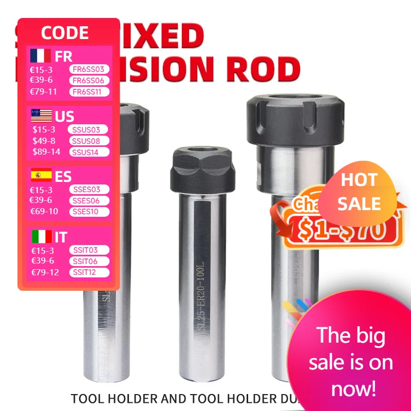 Haste reta ER Extensão Rod, Broca Suporte de Extensão, Torno com montado na lateral, SL12-ER11A-100L, SL20-ER20-100L, SL32-ER32-100L