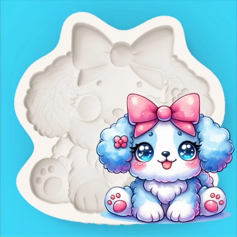 Bow-Tie Curly-Haired Puppy Shape Mold Silicone Mold for Chocolate Fondant Making