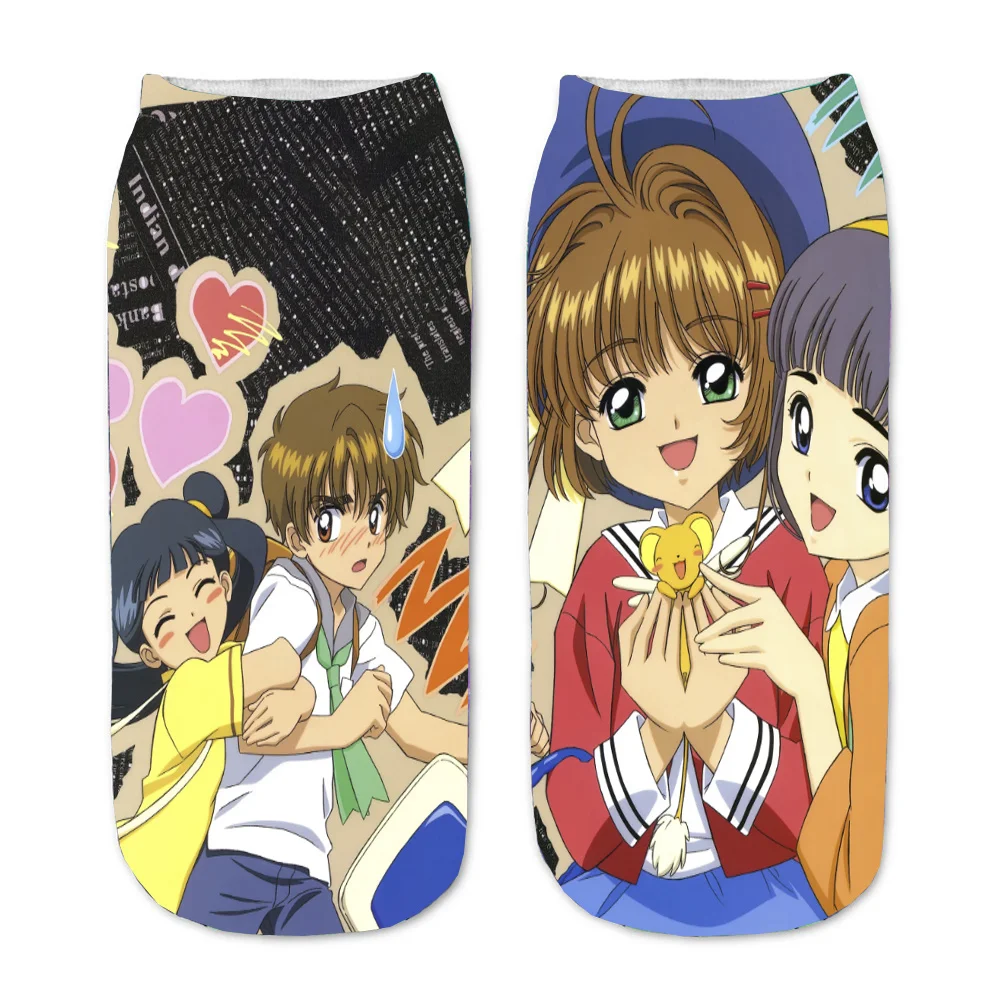 Men Women Socks Anime Cardcaptor Sakura 3D Printed Cartoon Straight Socks Short teenager Kawaii Party Gift  Ankle cute Sock