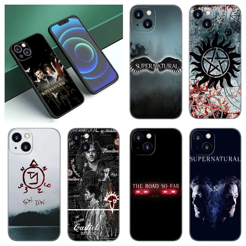 Supernatural Tv Show Phone Case For Apple iPhone 12 13 Mini 11 14 15 Pro Max 7 8 Plus X XR XS SE 2020 2022 Black Silicone Case