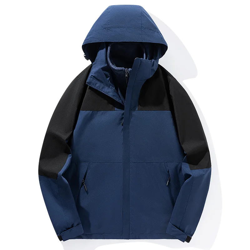 

Fashion 3 in 1 Thicken Men Hiking Jackets Outdoor Windproof Camping Coats Quality Warm Hooded Outerwear Casual Multiple Colors