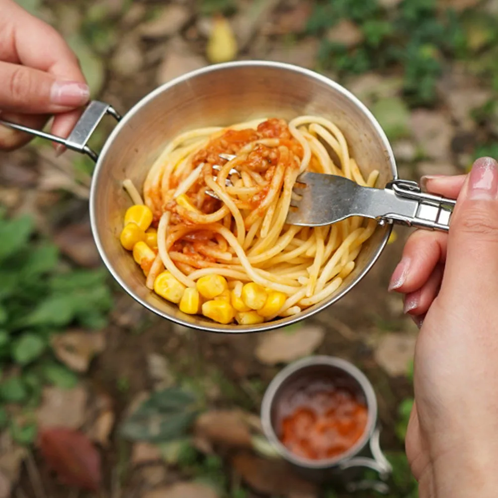 

Stainless Steel Camping Bowl with Fixing Handle Wide Mouth Design for Comfortable Eating Drinking Multi Function Outdoor