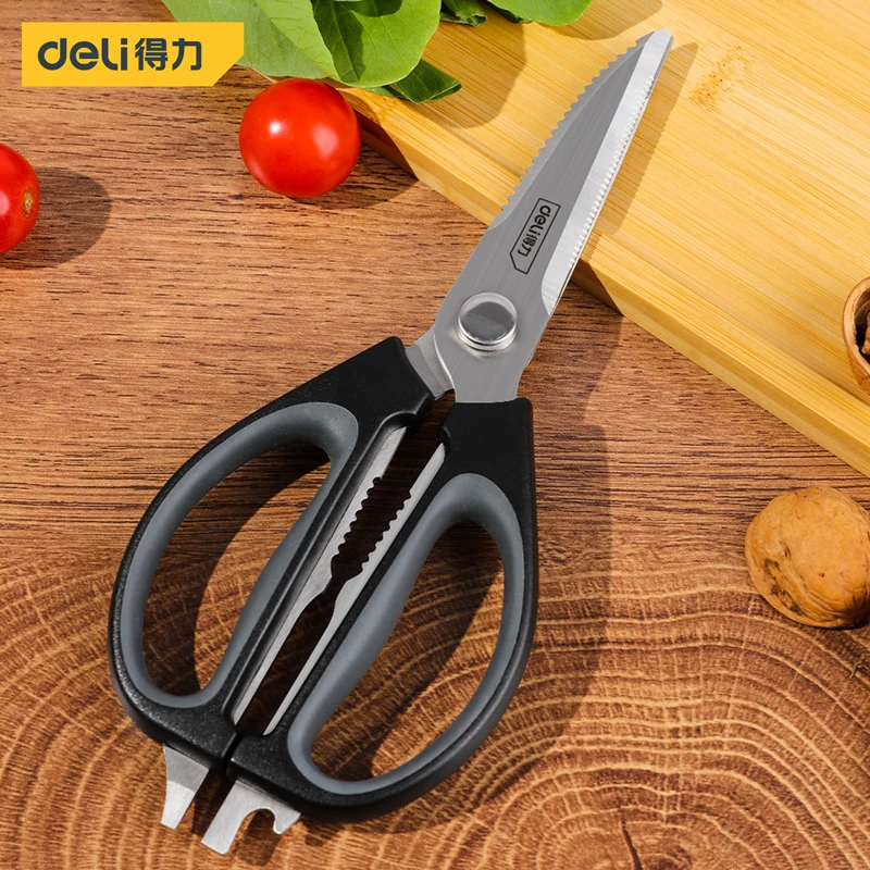 Deli 1 Pcs 10\'\' Multifunction Scissors Kitchen Separate Shears 3Cr13 Cutter Head Rubber Handle Household Hand Tools Scissor