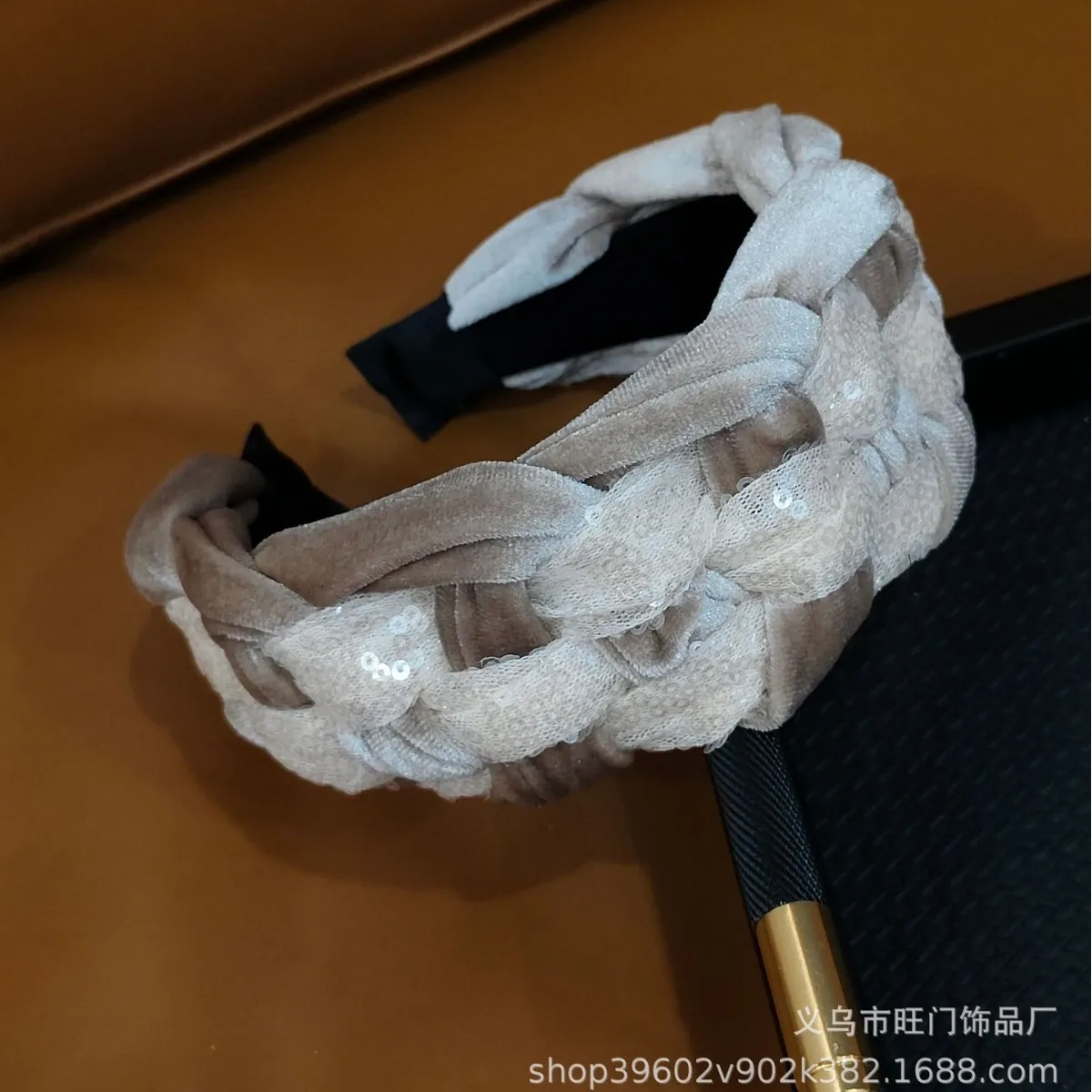 Accessoire pour cheveux, bandeau large tressé, couleur contrastée bicolore rétro, mode européenne et américaine