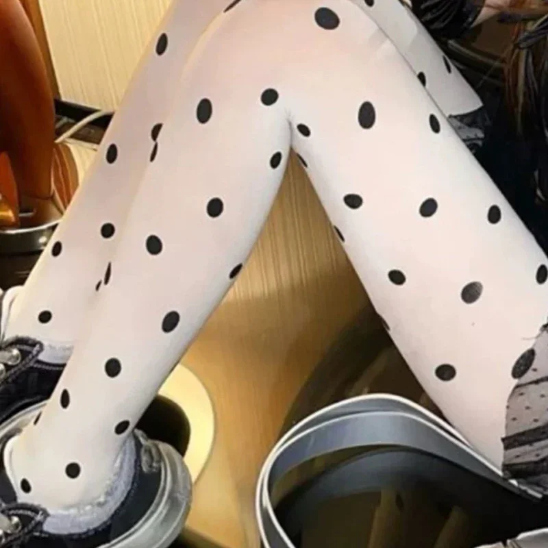 Y2k Girls Polka Dot Tights Women Winter Vintage Pantyhose Leggings Fashion Silky Sexy Crash Slimming Tights Elastic Stockings