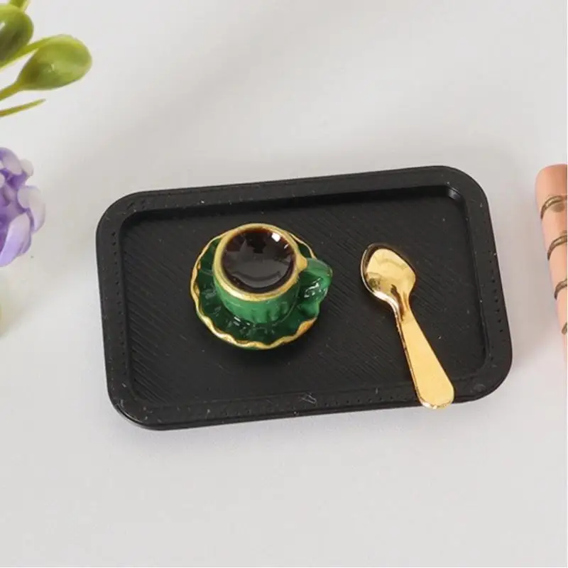 5 قطعة دمية مصغرة بعد الظهر الشاي القهوة ديم سوم مجموعة صينية نموذج لبيت الدمية ديكور مطبخ الاطفال التظاهر اللعب اللعب هدية #6