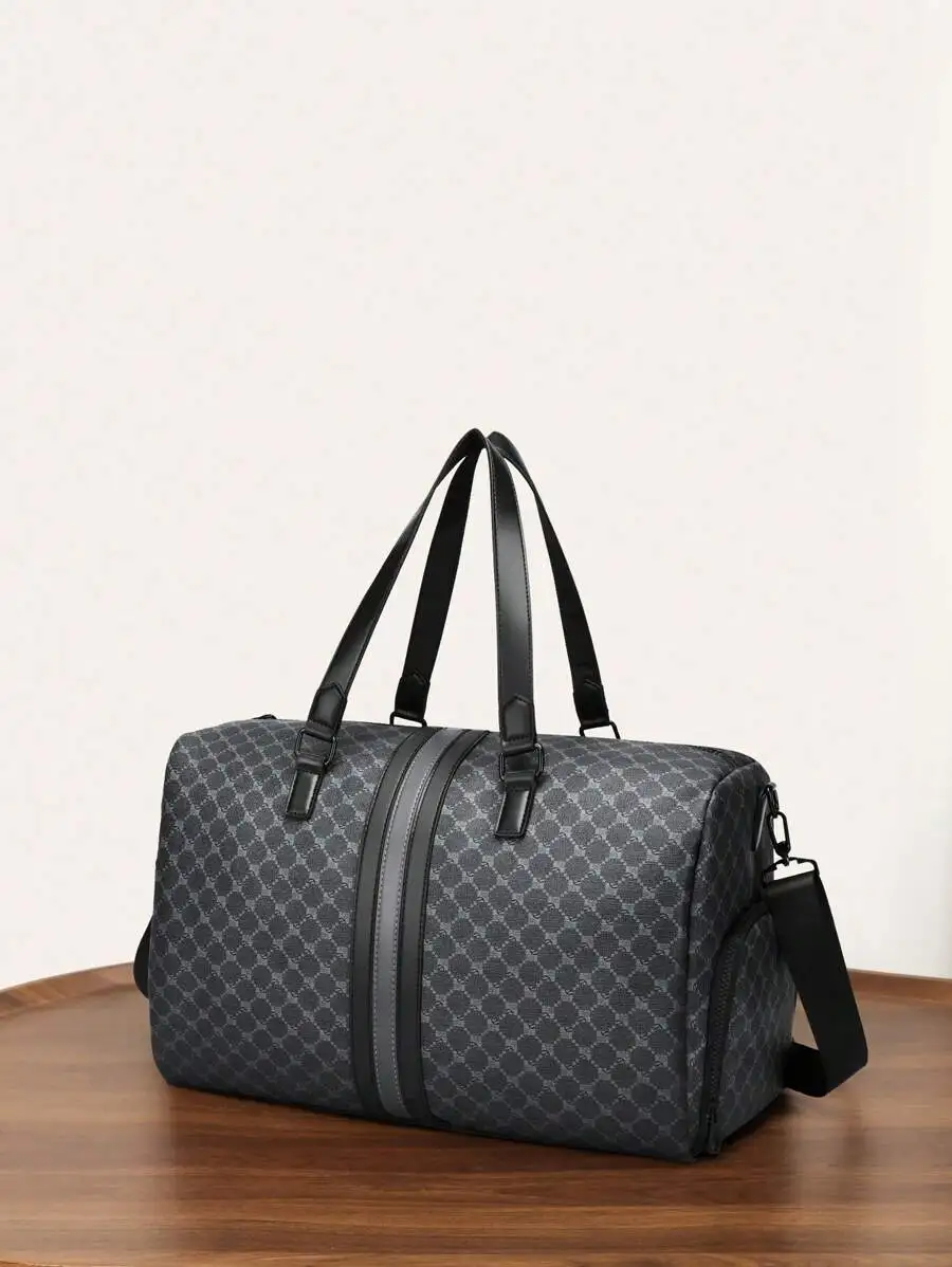 

Ultimate Weekender: Men's PU Leather Travel Bag w/ Shoe Compartment - Large Crossbody/Messenger for Commute/Gym, Black Gift