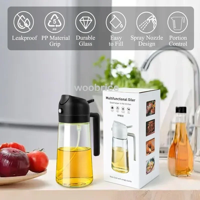2 in 1 Kitchen Oil Spray Glass Oil Sprayer Bottle Multifunction Bottle Cooking BBQ Oil Dispensers Olive Oils Spray Kitchen Tool