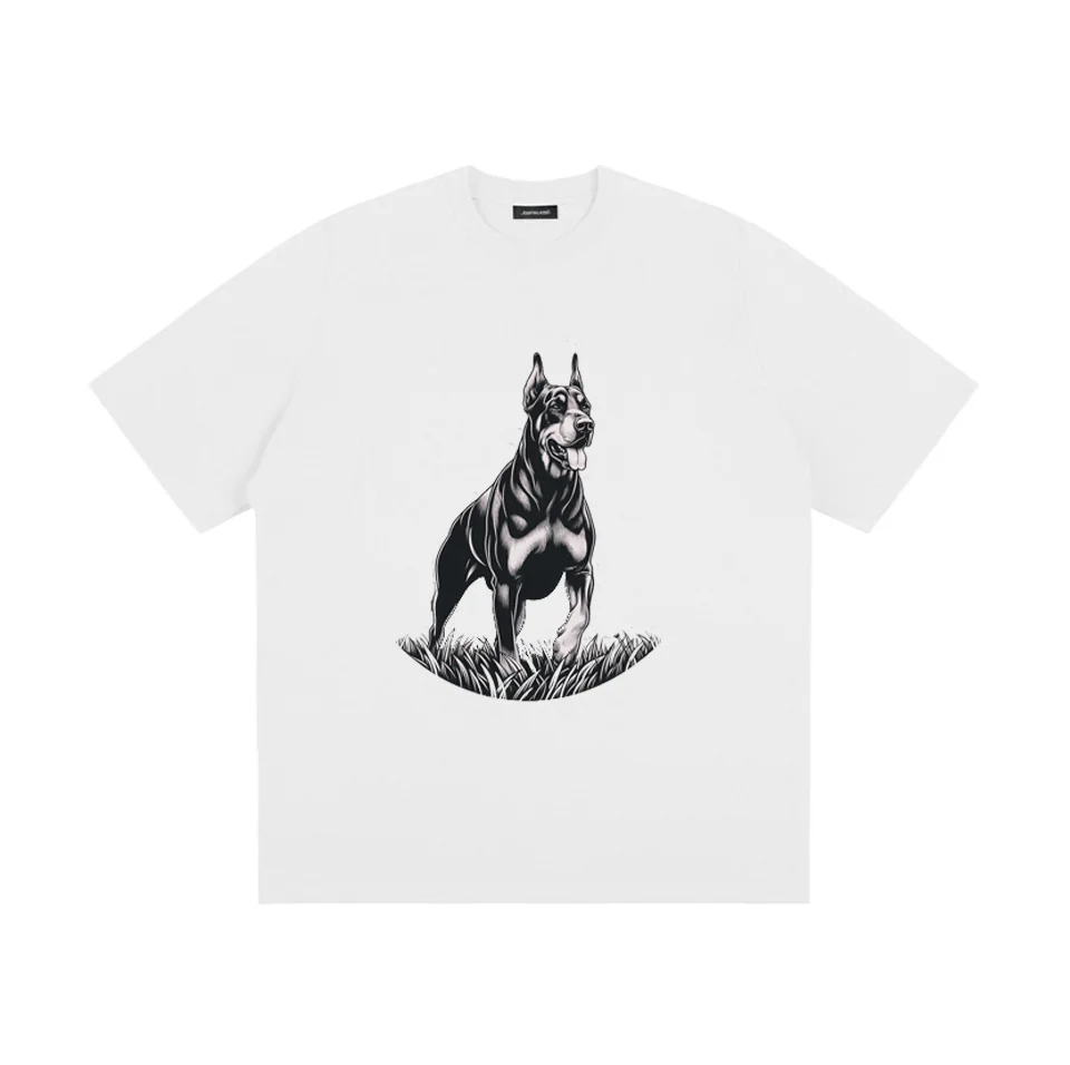 2024 New Dubin dog T Shirt Cotton Casual Short Sleeve T Shirts Men Women Fashion Clothing Summer Oversize Sport Tops