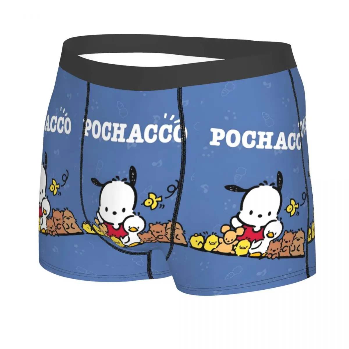 맞춤형 남성 패션 Pochacco 귀여운 만화 속옷 내 멜로디 패턴 복서 팬티 통기성 반바지 팬티 속옷
