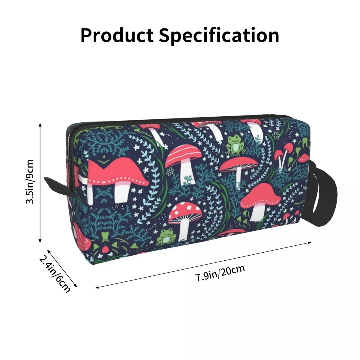 Mushrooms, Toadstools And Frogs Makeup Bag Cosmetic Storage Dopp Kit Toiletry Cosmetic Bag for Women Beauty Travel Pencil Case