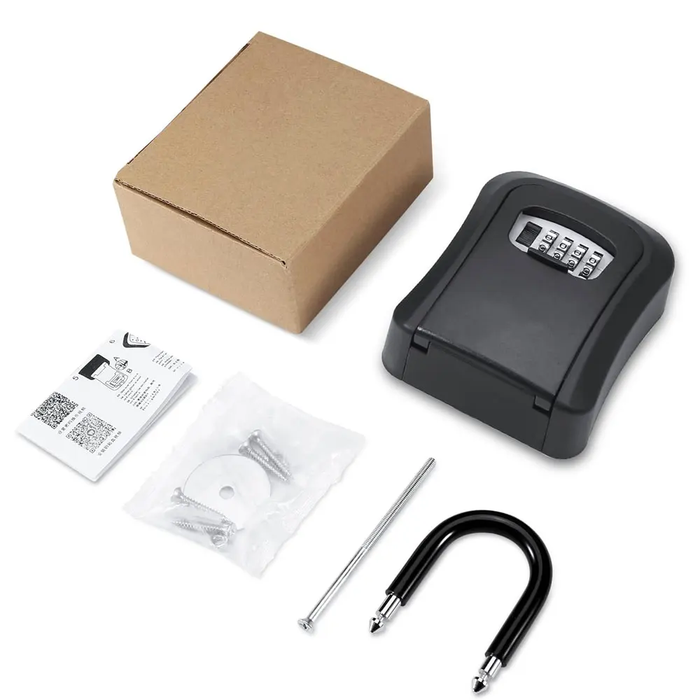 1 Pack Wall Mount Key Safe - With 4 Digit Code Lock, Outdoor Key Safe, Home/Garage/Office/School Storage Safe.